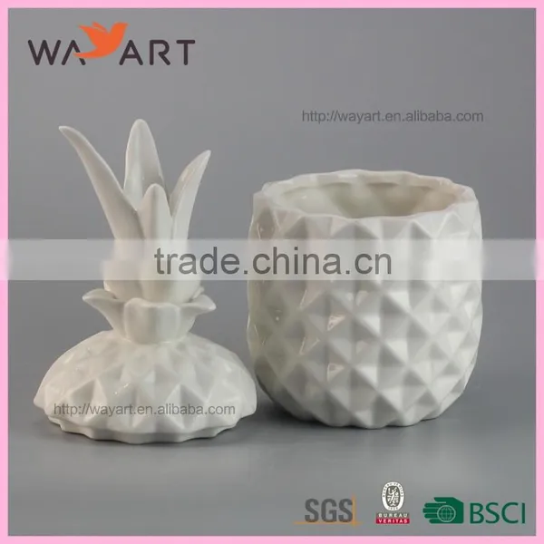 Wholesale White Ceramic Pineapple Cookie Jar photo-2