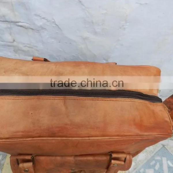 Real Goat Leather Weekend Bag/vintage Style Pure Leather Travel Bag photo-3
