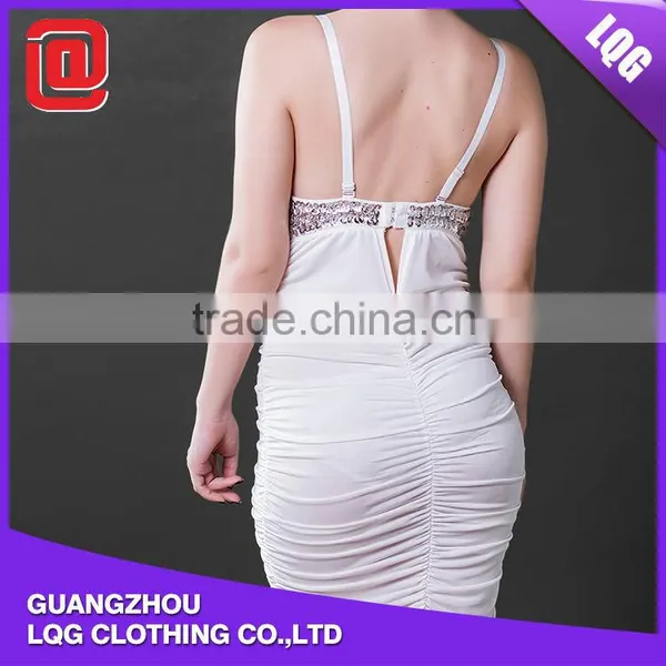 White Sexy Formal Beaded Evening Dress Porn Dress photo-4