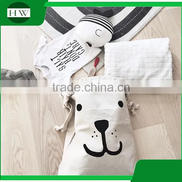 Baby Kids Children Cotton Canvas Toy Storage Bag Bear Pattern Canvas Laundry Sack Bag photo-2