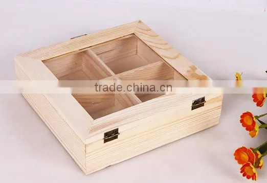 Recycled Wooden Tea Storage Box With Clear Glass Lid photo-5