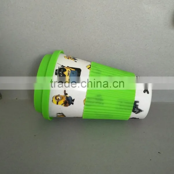 Decal Printing Bamboo Fiber Drinkware Biodegradable Coffee Cup With Silicon Cover photo-5