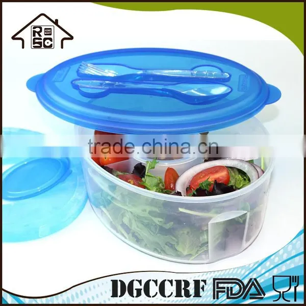 Transparent Plastic Oval Lunch Box With Cutlery Set