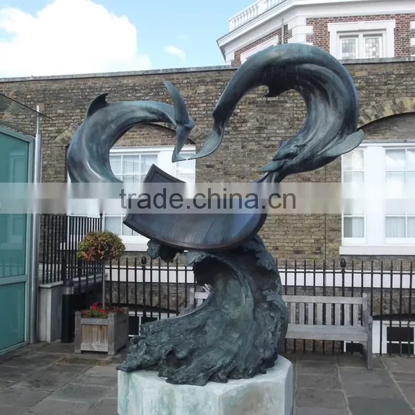 High Quality Garden Sculpture Bronze Dolphin Pool Statue With Great Price photo-2