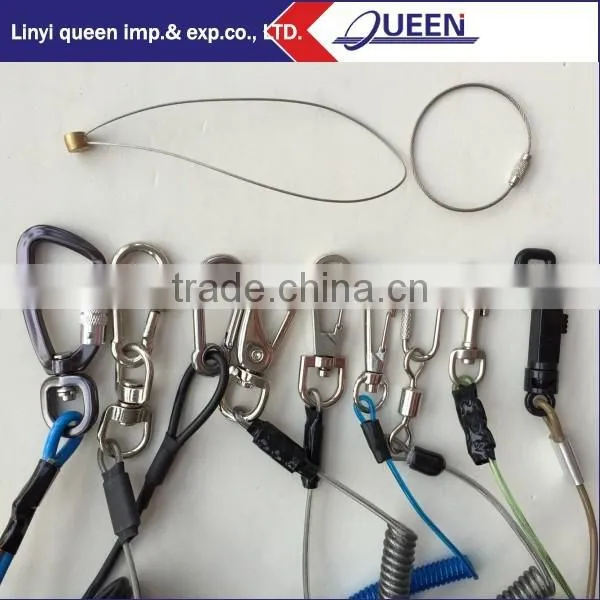 Double Loops Colorful Spring Steel Coil Lanyard With Black Plastic Sleeves
