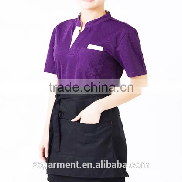 2016 New Design OEM Hotel Restaurant Unisex Short Sleeve Staff Uniform photo-3