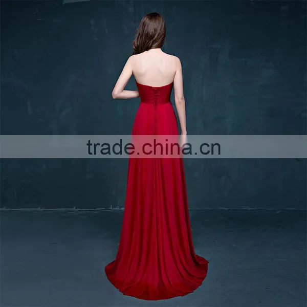 MGOO New Custom OEM Wine Red Handmade Wedding Dress Elegant Dinner Party Dress Top Design Prom Dress 2067 photo-4