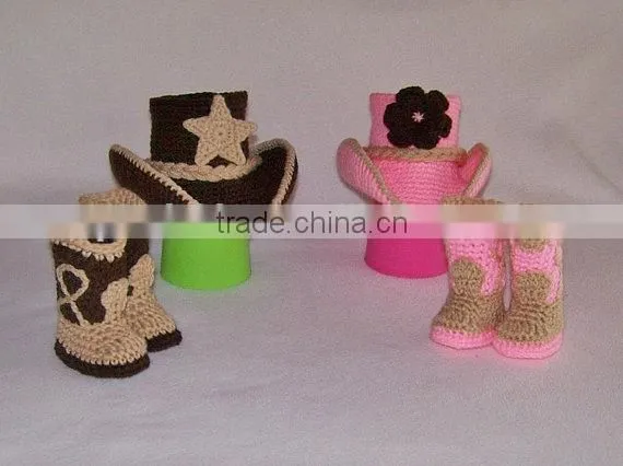 Wholesale Hot Sale Kids Cowboy Clothes Set Crochet Handmade Hats Clothing For Baby photo-6