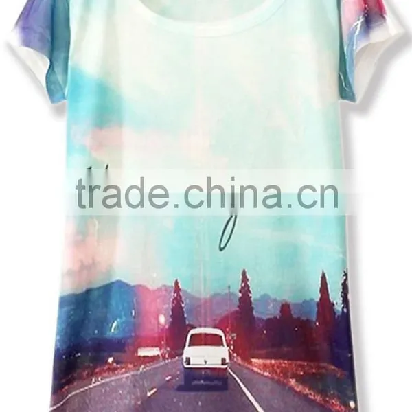 Hot Sale Sublimation Ladies T-shirt Print Design, Summer Ladies Top t Shirt photo-3