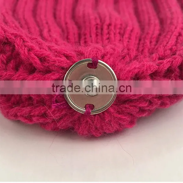 Myfur Hot Pink Fluffy Raccoon Fur Ball Knitted Beanie Hat for Fashion Lady photo-5
