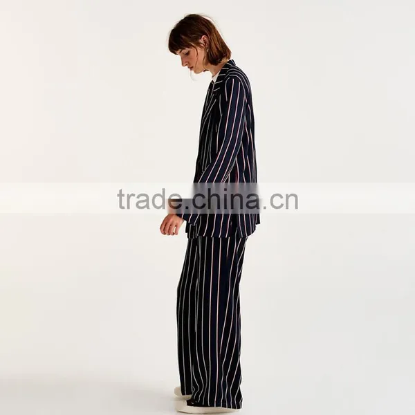 2017 SIMPLE STYLE Ladies Long Casual Striped Blazer Coat photo-2