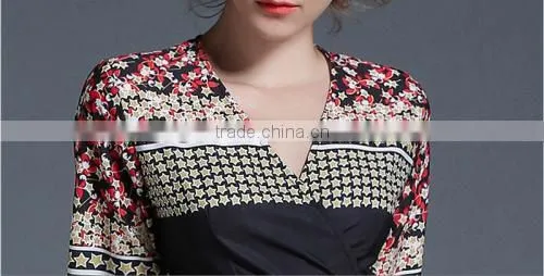 Chiffon Printed Shivering Red One-piece Dress New Fashion Ladies Dress photo-3