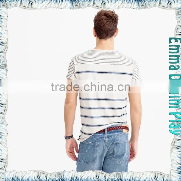2017 Designer Mens Quality Striped Organic Cotton 0 Neck T Shirts photo-2