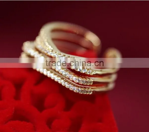 Women Multilayer Gold Silver Plated Crystal Rhinestone Midi Finger Knuckle Rings photo-4