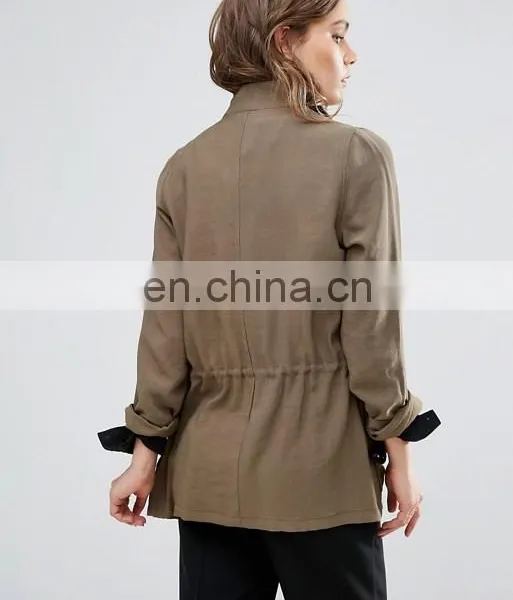 Hot Sale Fashion Ladies Long Dust Wind Coat Manufacture photo-3