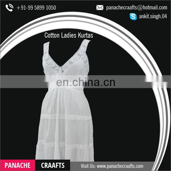 Best Selling Simple Plain Cotton Indian Kurti, Embroidered White Kurtis photo-2
