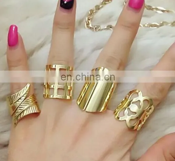 Metal Fashion Ring Four Finger Punk Ring Set,Wholesale Jewelry Personality Fashion Four Finger Ring,4 Full Finger Ring