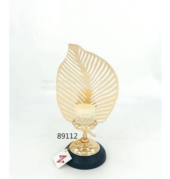Hot Sale Metal Leaf Shape Candle Holder for Home Decoration