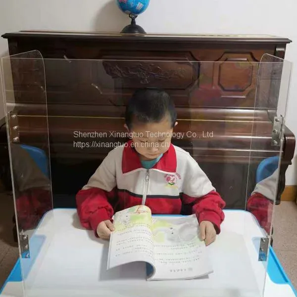 Wholesale High Quality Custom Transparent Acrylic Desk Shield Plexi Glass Foldable Sneeze Guard for School Student Desk photo-4