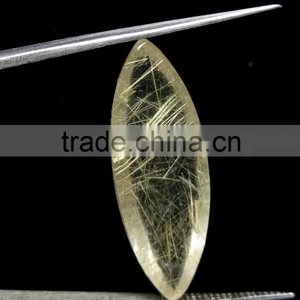 Natural Rutile Marquise Cabochon Gemstone / Smooth Cabochon Stone / Rutile Quartz photo-3