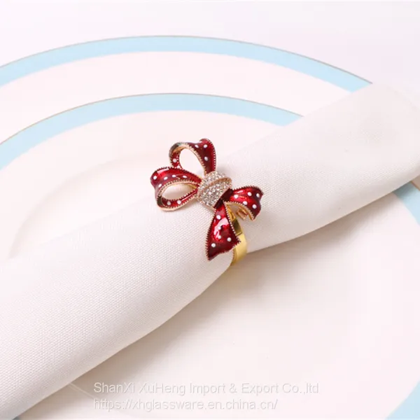 New Year Bowknot Napkin Rings Metal Buckles Holder For Wedding Party Christmas Decoration Table Setting photo-2
