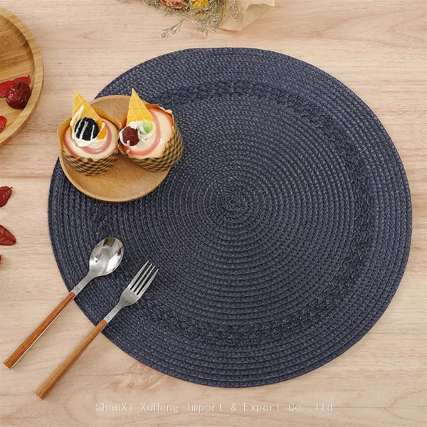 Wholesale 38 cm Popular White Colored Round Woven Table Place Mat For Wedding Table Decoration photo-3
