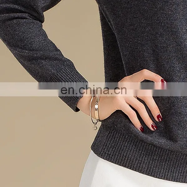 Designs For Girls Round Collar Slim Fit Deep Gray Jacquard 100% Cashmere Sweater photo-4