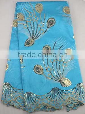 African Raw Silk George Fabric Sequin Embroidery Fabric Lace for Lady Dress GP1002 photo-3