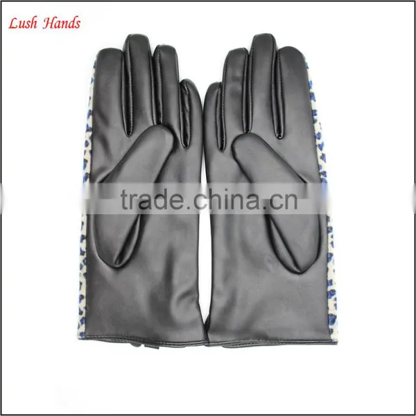 Cheap Women Fake Leopard Fur and PU Leather Stitching Gloves Wholesale Price Gloves photo-4