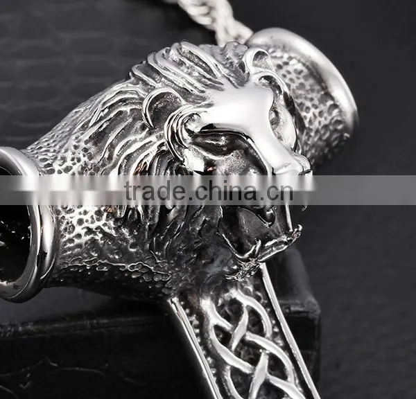 Best Selling Product Stainless Steel Lion Head Pendants Punk Animal Pendant Designs Supplier's Choice photo-2