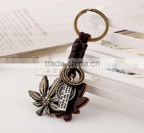 2015 Hot Sale Fashion Punk Men Boys Genuine Leather Keychains Promotional Gift photo-5
