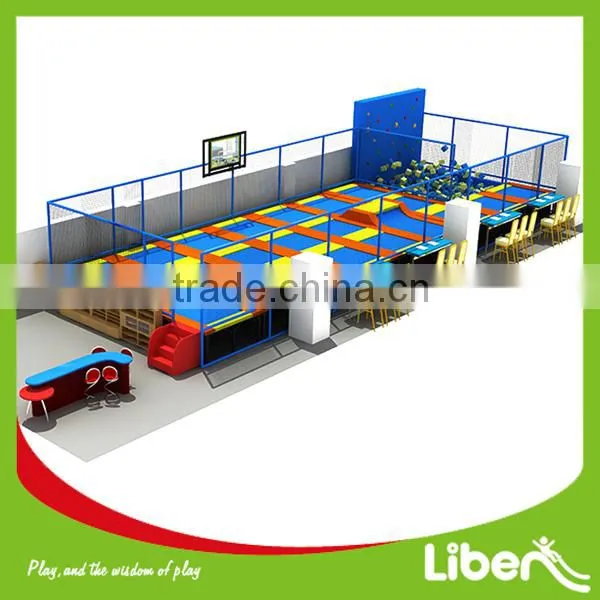 Multi Color Safety Padding Blue Mat Custom Color Large Gymnastics Trampolines for Sale With Climb Rock Wall photo-2