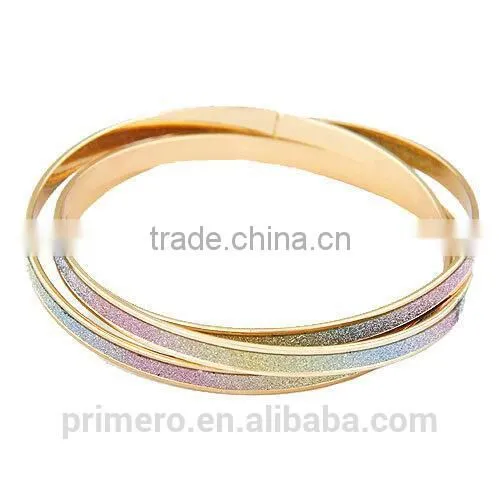 Fashion Discount Three Circle Matte Silver Gold Bracelets Wrapped Bangles photo-4