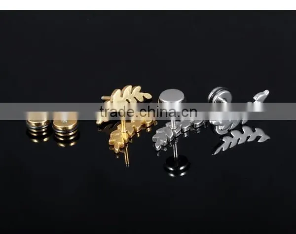Fashion Hot Sale Wholesale Design 2016 Stainless Steel Leaf Earring photo-4