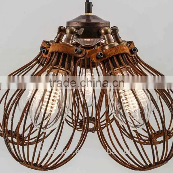Vintage Loft Warehouse Rust Cage Chandelier 5 Edison Lights photo-4