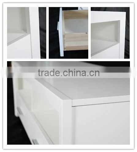 White Modern Solid Wood Living Room TV Cabinet Design Drawers