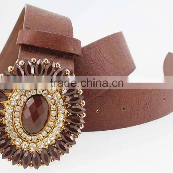 Vintage Style Women's Fashion PU Brand Belt With Shiny Rhinestone Square Shape Buckle photo-4