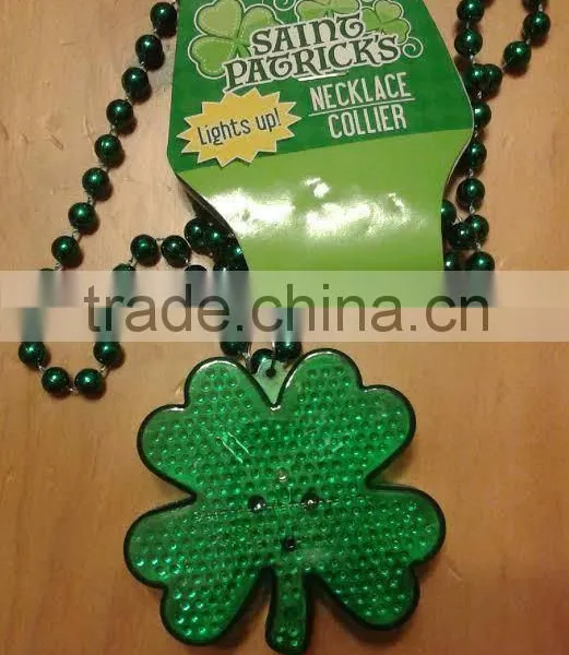 LED Light up SHAMROCK Necklace for st Patrick's Day photo-3