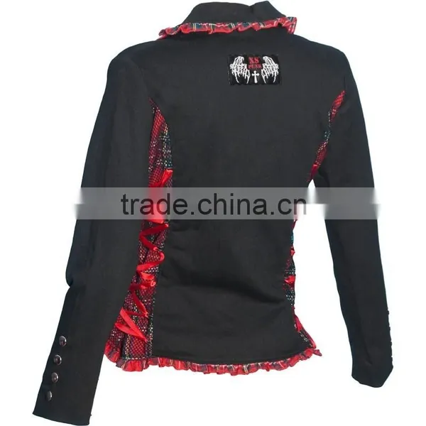 Women's Punk Jacket With Tartan Trimming