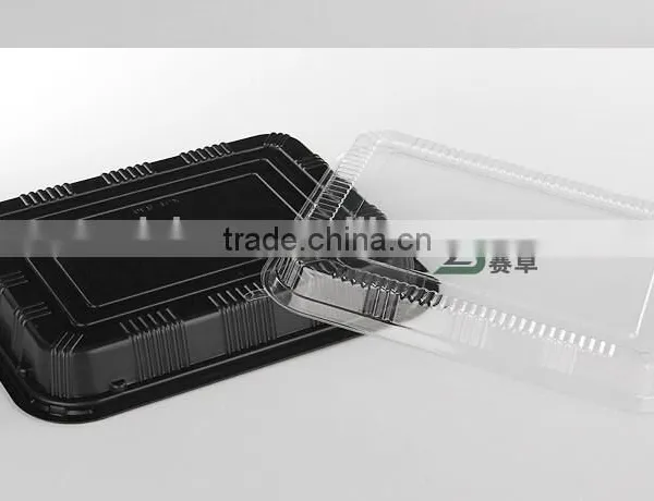 Leakproof Design 500ml Black Base Disposable Sushi Box With Clear Lid photo-3