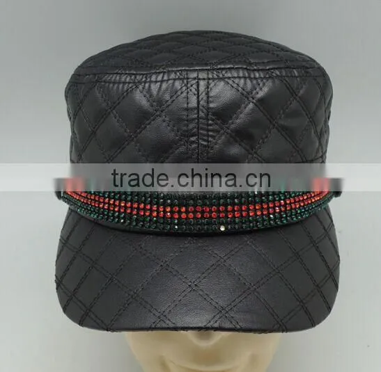 Fashion 3 Panel Punk Polyester Custom Flat Top Hats