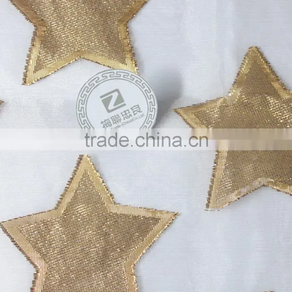 Golden Organza Fabric With Shiny Stars Special Golden Jacquard Tulles for Fashion Upholstery Fabric