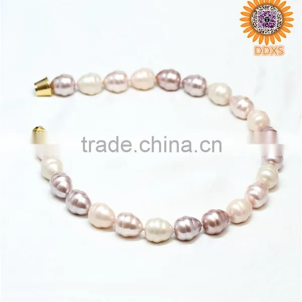 Fashion AAAA+ Mix Pink Helical Drop Genuine Pearl Necklace photo-3