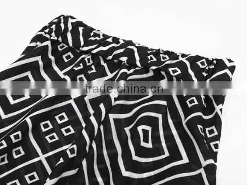 New Lady Women's Fashion Maxi Geometric Print Casual Long Pleated Party Skirt photo-3