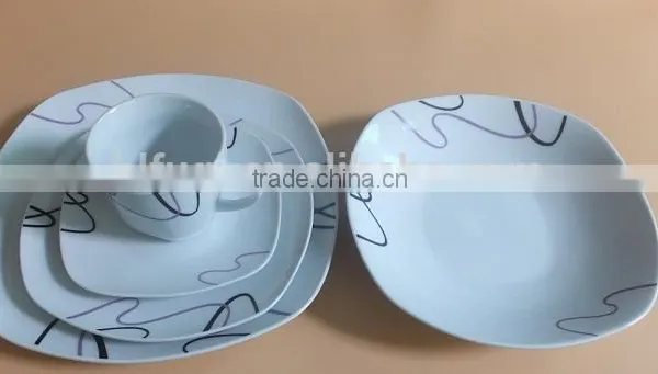 Ceramic Porcelain Tableware Dinner Sets With Simple Design Porcelain Dinnerware Item Square Crockery Dinner Sets