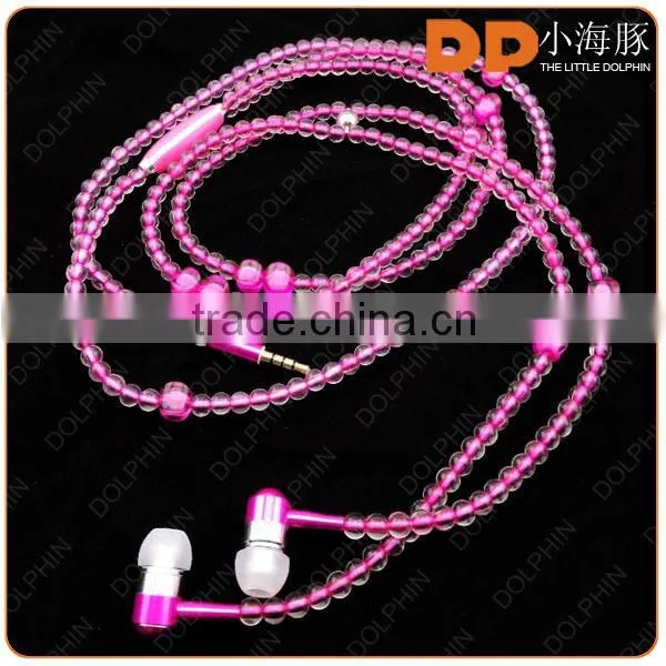 Various Color Bead Necklace Earphone Noise Cancelling With Microphone photo-5