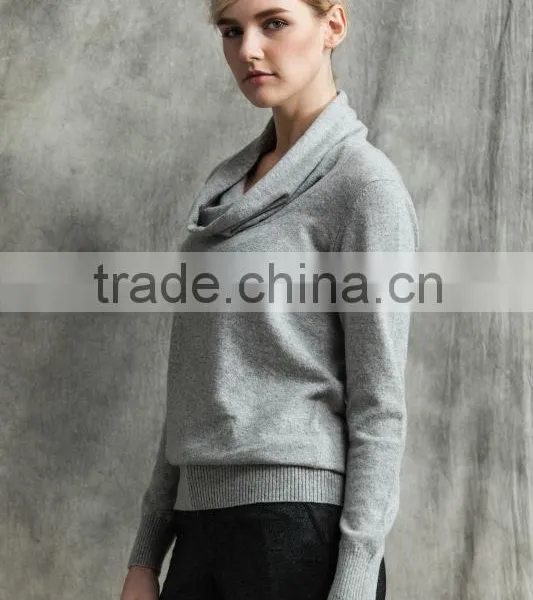 2014 New Fashion Women Knitting Pure Cashmere Big Round Neck Pullover