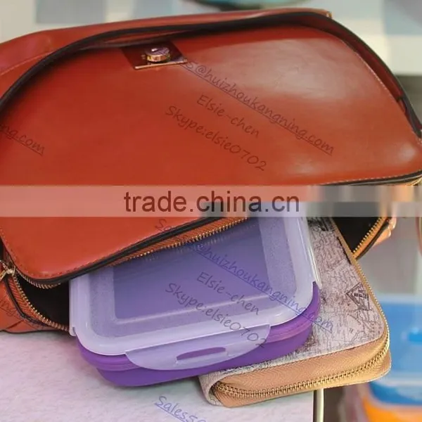 Silicone Outdoor Lunch Box Silicone Collapsible Outdoor Lunch Box Silicone NON Leaking Lunch Box photo-5