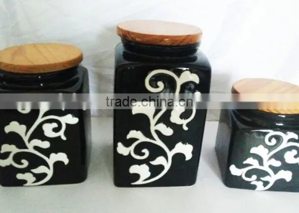 Ceramic Black Relief Sculpture Storage Jar With Silicone Seal photo-5