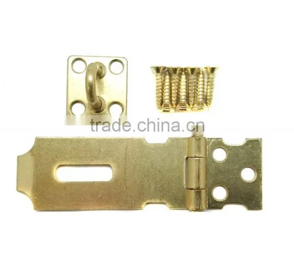 2-5/8" Safety Hasp With Loose Staple Brass Plated, Door Hasp, Steel Hasp Staple Set photo-2
